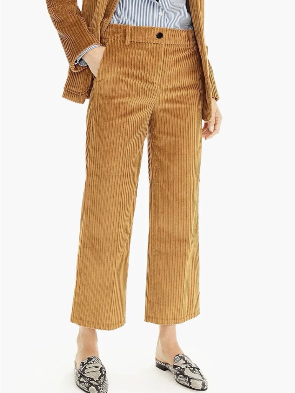 J.Crew High-Rise Wide-Leg Corduroy Pants in Camel